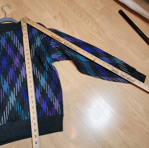 Vintage Cambridge Classice Wool Blend Knit Sweater Grey Blue Purple Medium - Picture 8 of 13